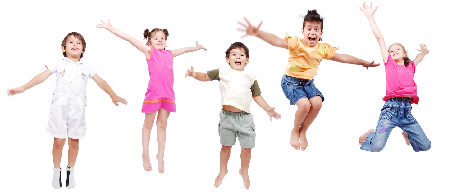 happy kids , jumping